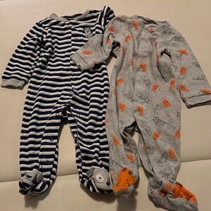 Carters Set of 2 Animal Print Snap Button Footies